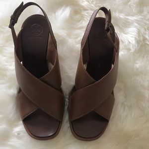 Tory Burch Criss Cross Leather Wedges